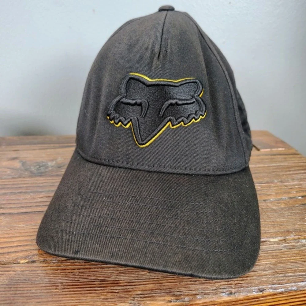 Fox Racing Mens Flexfit Hat Black Embroidered Fox Head Logo Cap L/XL RN97275
